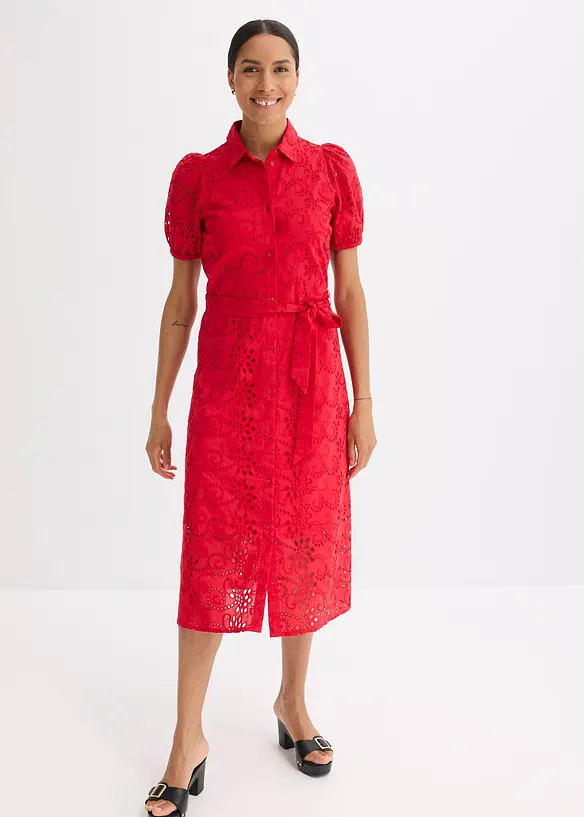 Blousejurk met broderie anglaise borduurwerk, van puur katoen, bonprix