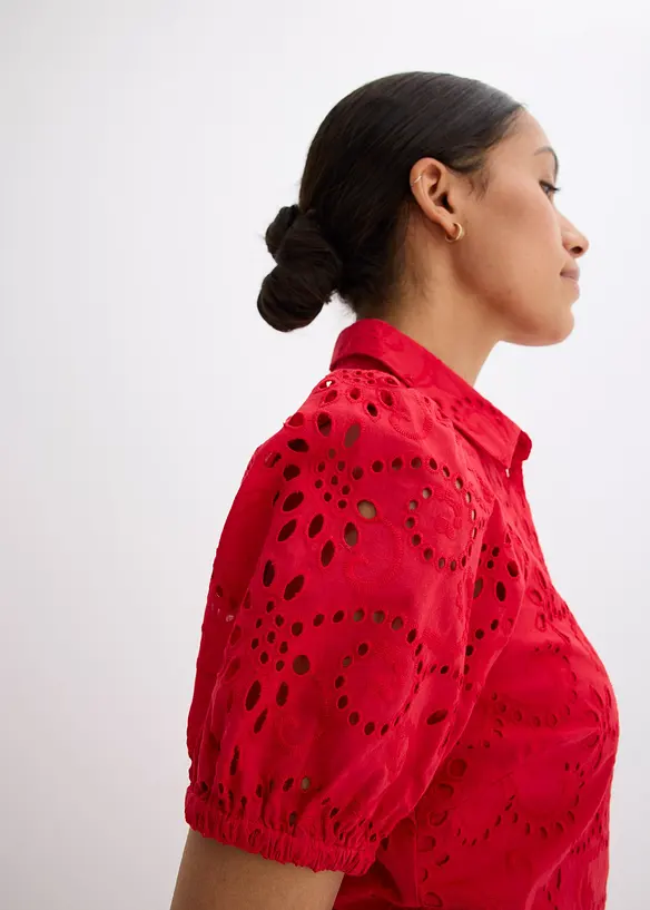 Blousejurk met broderie anglaise borduurwerk, van puur katoen, bonprix