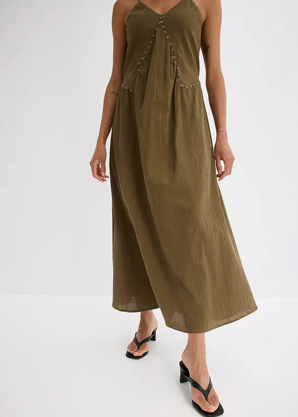 Maxi jurk met versiering in de vorm van oogjes, bonprix