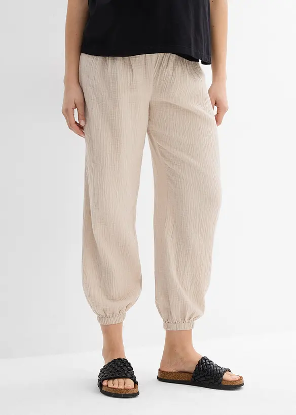 2-in-1 zwangerschapsbroek van puur katoenen mousseline, bonprix