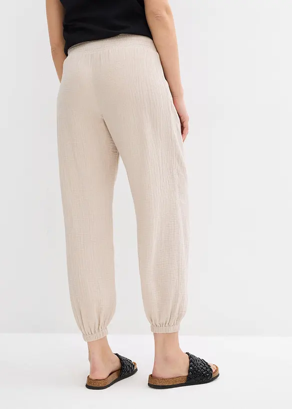 2-in-1 zwangerschapsbroek van puur katoenen mousseline, bonprix