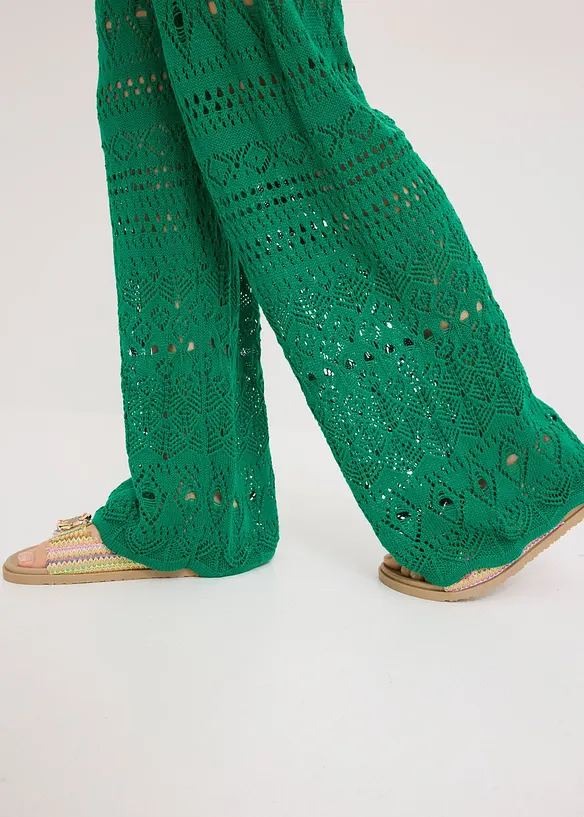 Slip-on broek met met gebreid ajour-patroon, bonprix