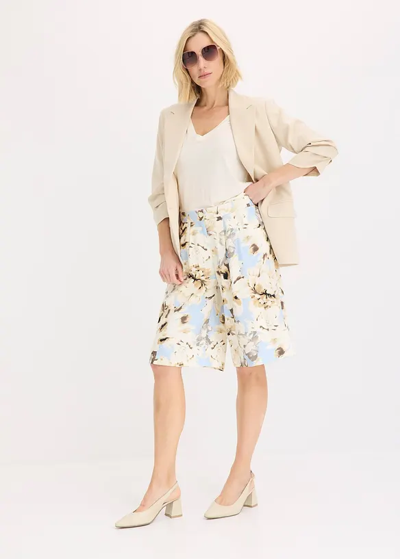 Bermuda met viscose en bandplooien, bonprix