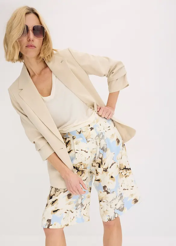 Bermuda met viscose en bandplooien, bonprix