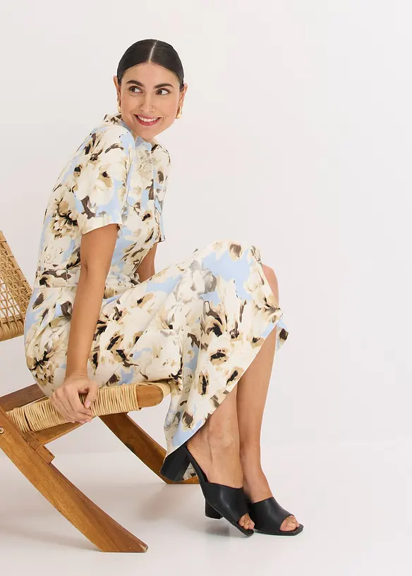 Overhemdjurk van viscose met een ceintuur (2-dlg. set), bonprix