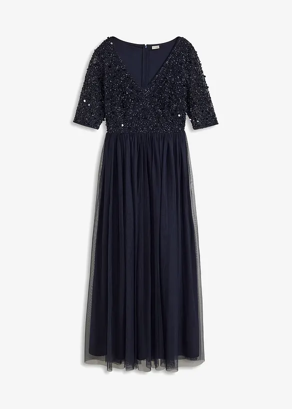 Maxi jurk met paillettenborduursel, bonprix