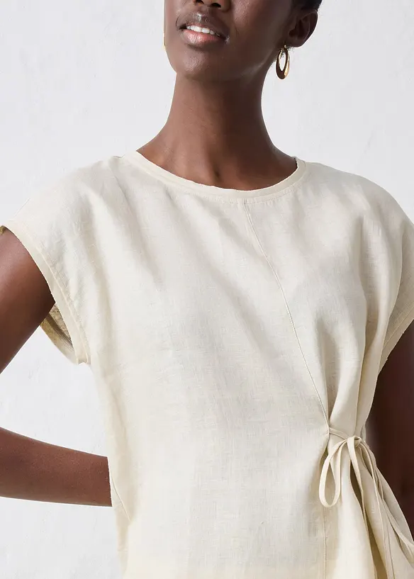 Shirt van linnen met geweven afwerking, bonprix