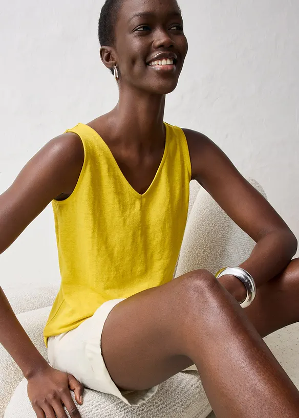 Linnen tanktop, bonprix