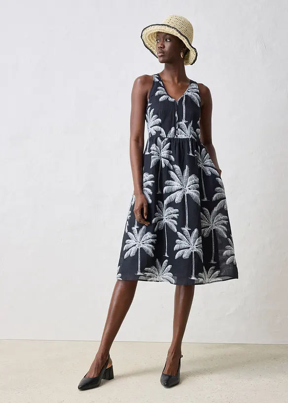 Midi jurk van ramie, bonprix