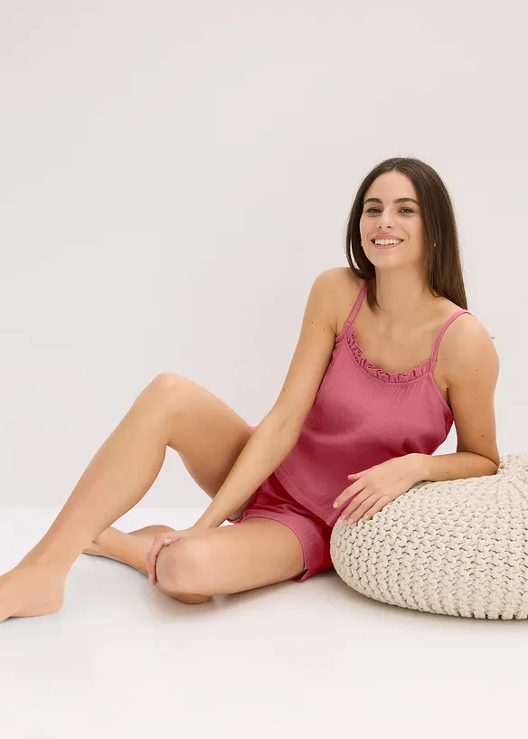 Shortama van mousseline met spaghettibandjes, bonprix