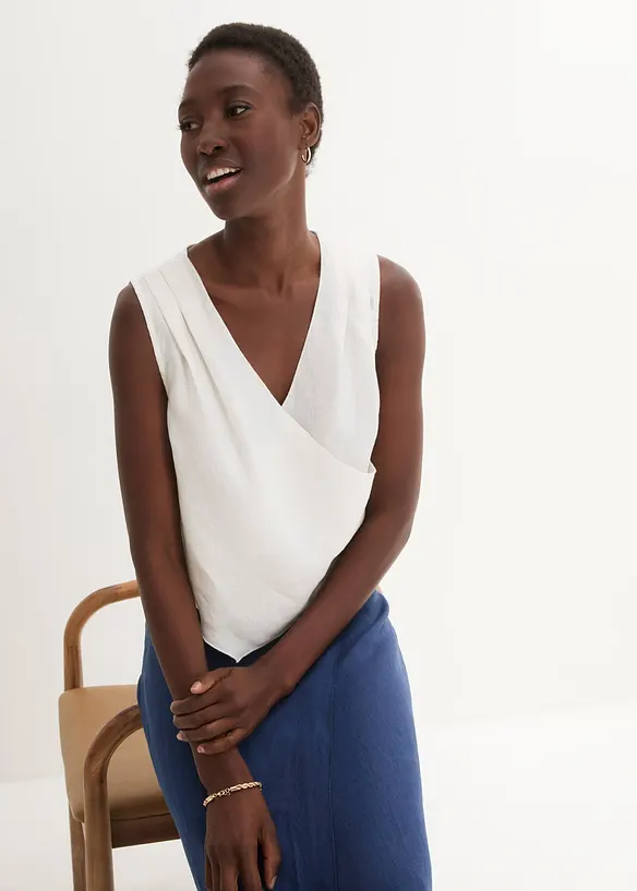 Linnen blousetop in wikkellook, bonprix