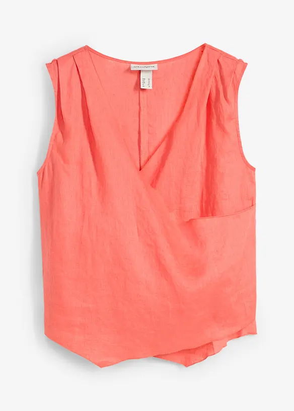 Linnen blousetop in wikkellook, bonprix