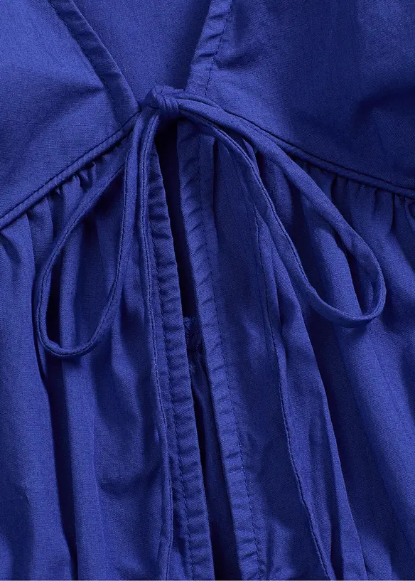 Blouse met strikkoordjes van puur katoen, bonprix