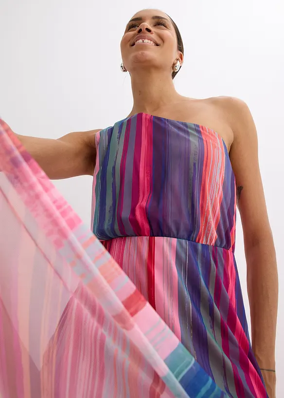 One shoulder jurk van softe mesh, bonprix