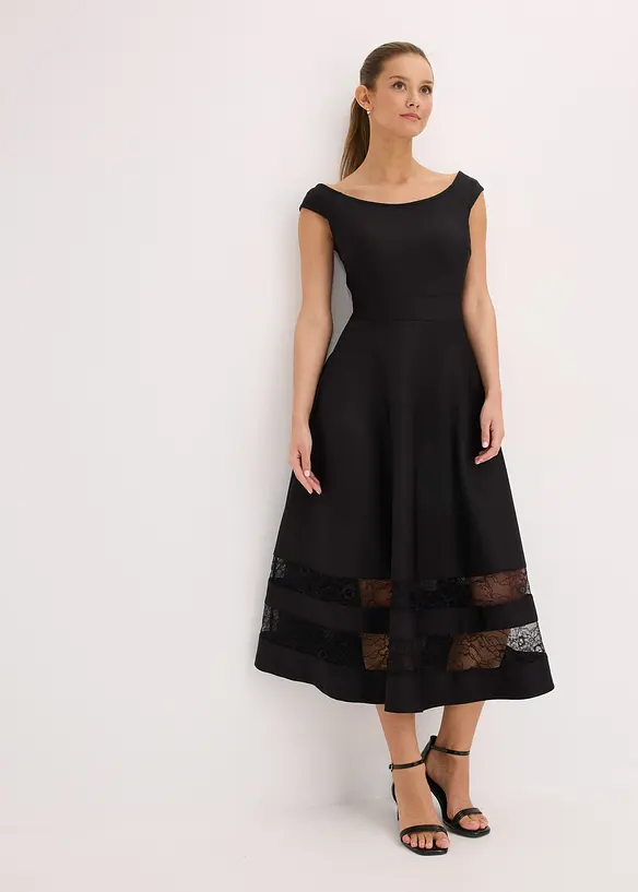 Carmen jurk met kant en riem, bonprix