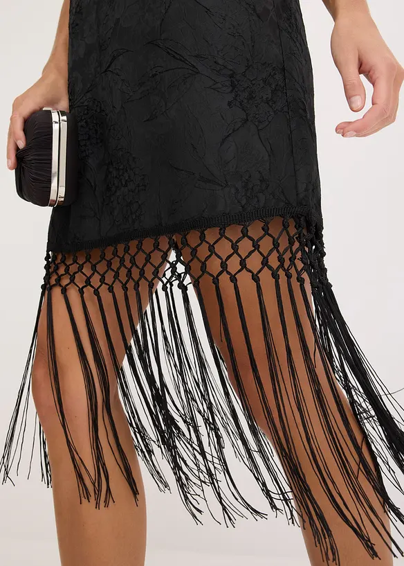 Mini jurk met franjes, bonprix