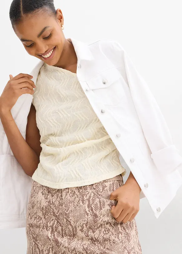 One shoulder top van gestructueerd materiaal, bonprix
