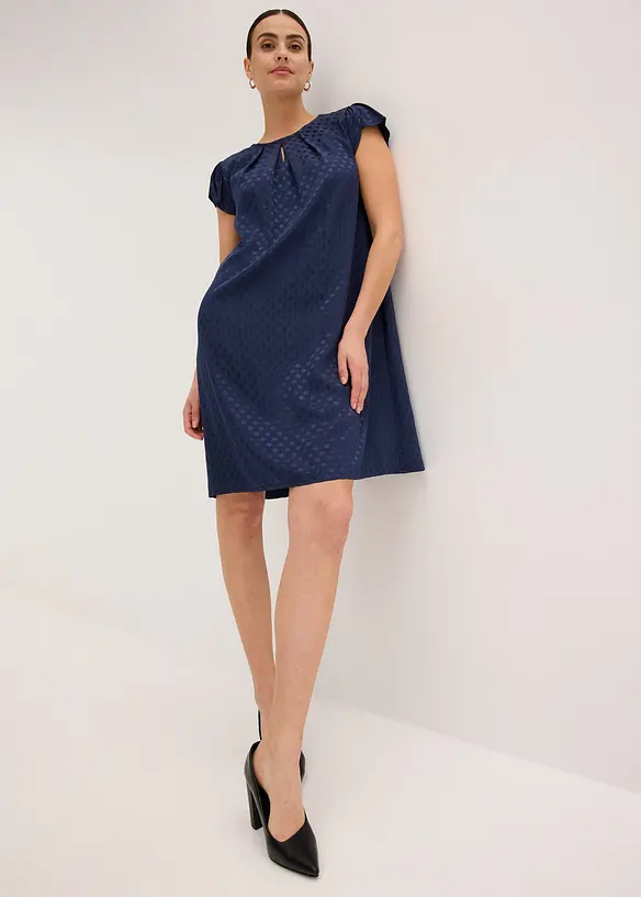 Jaquard jurk met elegante plooien, bonprix