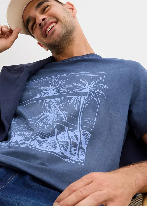 T-shirt in een verwassen look van biologisch katoen, bonprix
