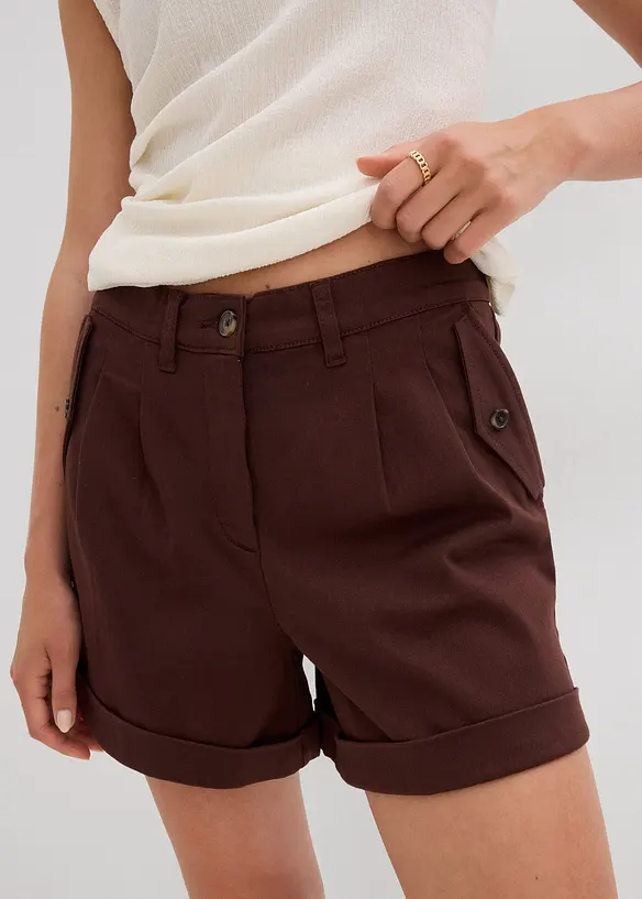 Twill short met hoge tailleband, bonprix