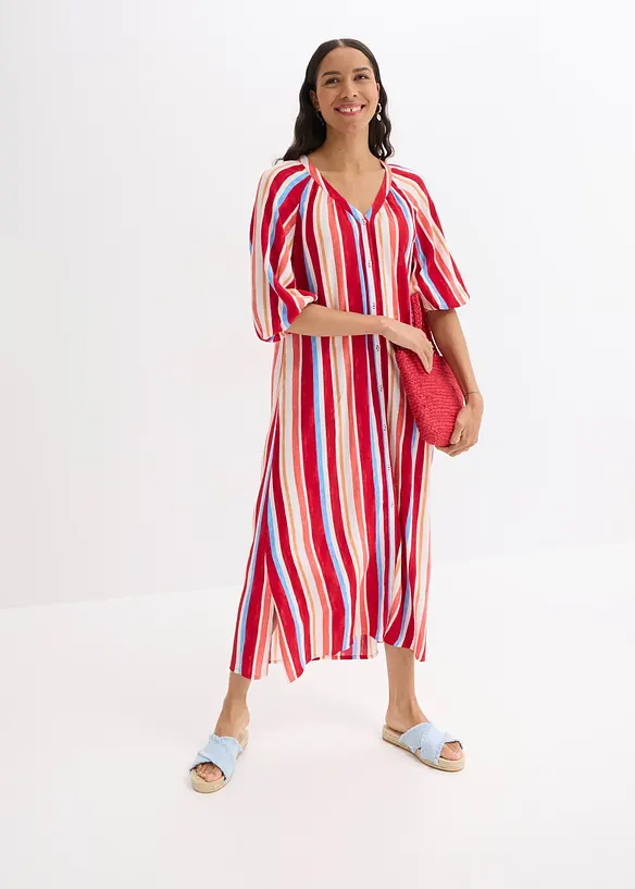 Gestreepte kaftan jurk van gestructureerde viscose, bonprix