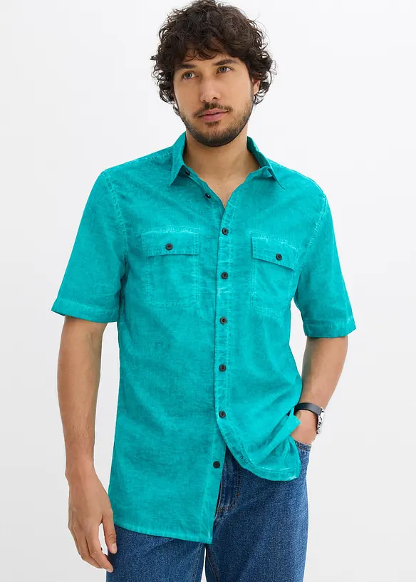 Overhemd met korte mouwen in washed out look, bonprix