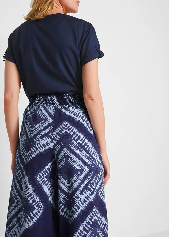 Wijde shirtbroek met gesmokte band, bonprix