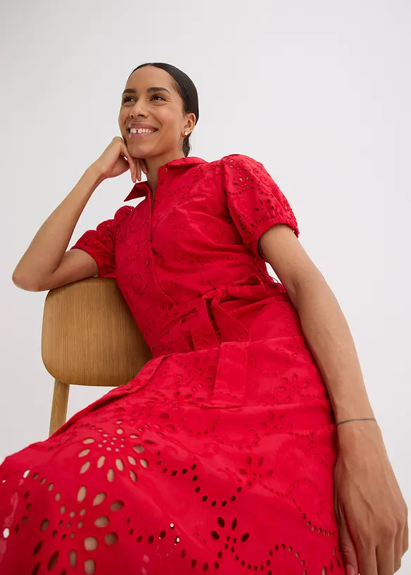 Blousejurk met broderie anglaise borduurwerk, van puur katoen, bonprix