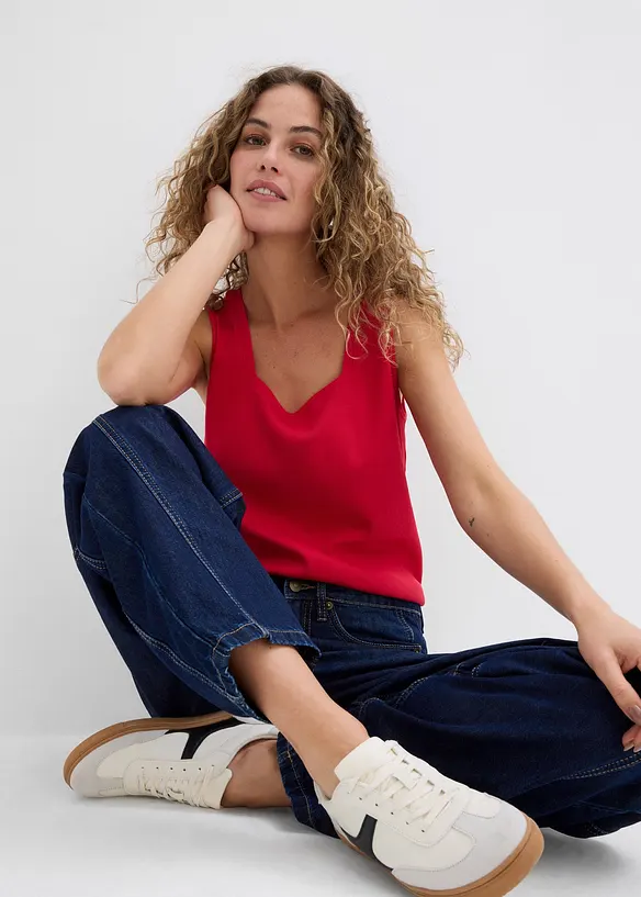 Longtop van katoen met carréhals, bonprix