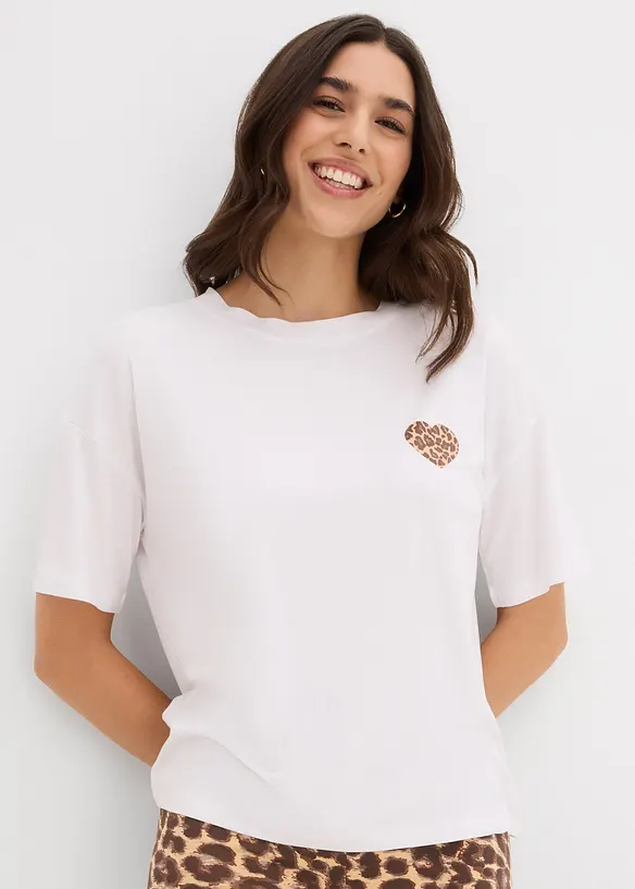 Cropped T-shirt met oversized schouders, bonprix