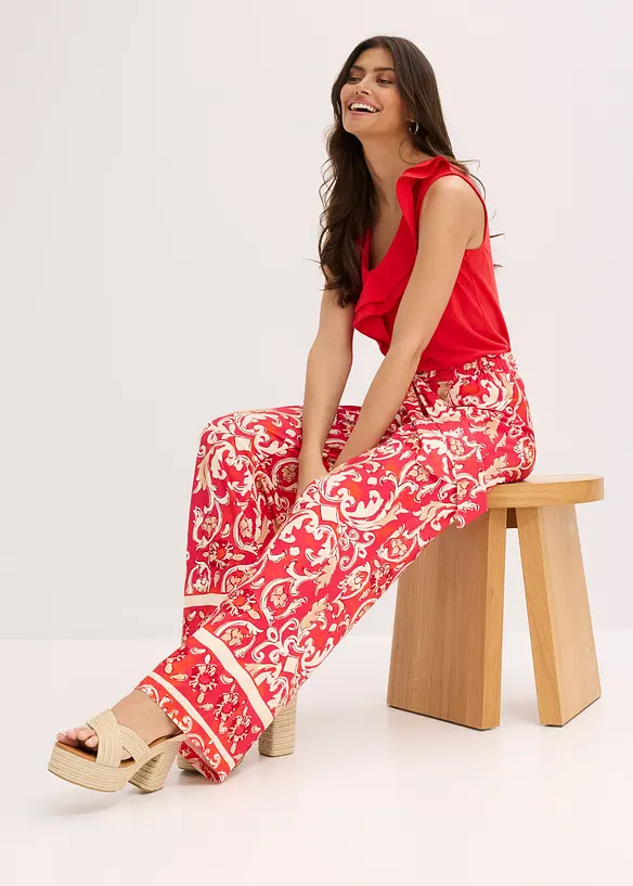 Gedessineerde jersey broek van een zachte viscosemix, bonprix