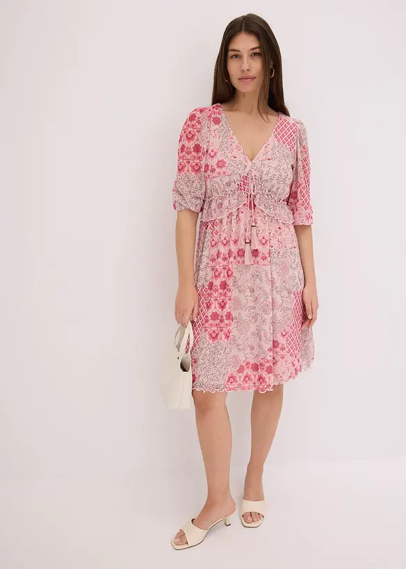 Gedessineerde tuniekjurk in mesh, bonprix