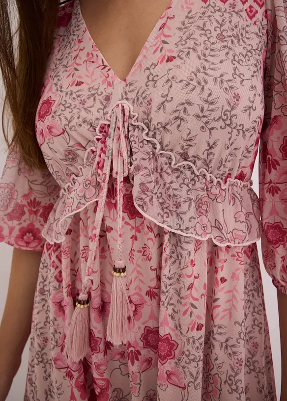 Gedessineerde tuniekjurk in mesh, bonprix