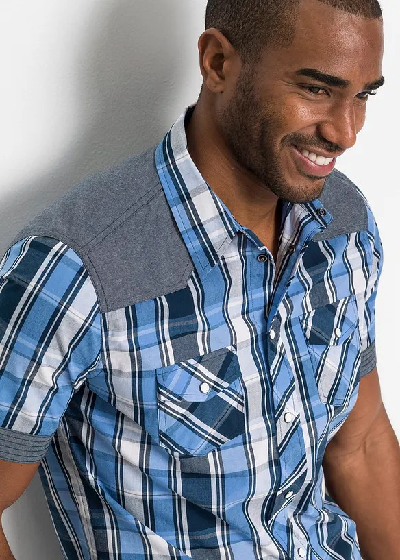 Overhemd met korte mouwen en denim details, bonprix