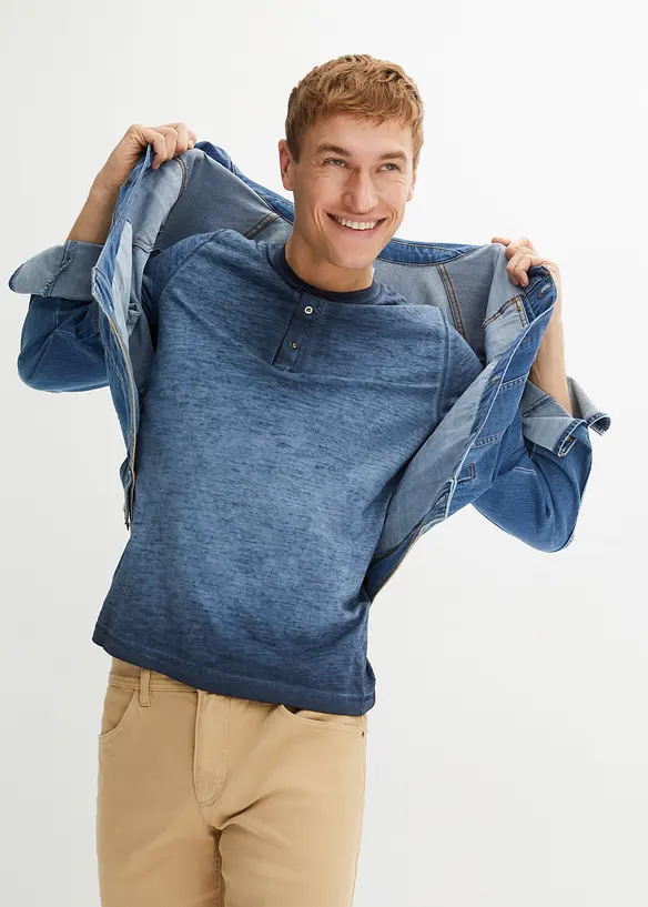 Henley shirt van biologisch katoen in washed out look, bonprix