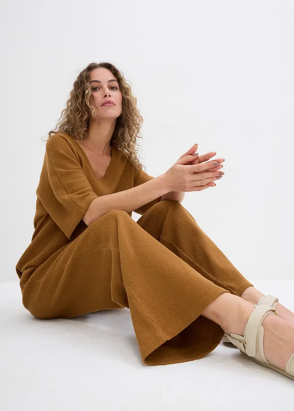 Gestructureerde broek van puur katoen, bonprix