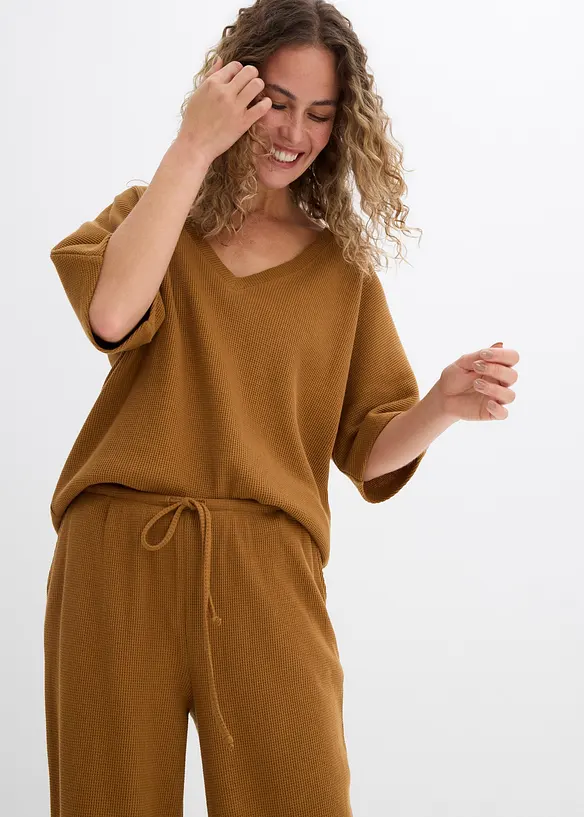 Gestructureerde broek van puur katoen, bonprix