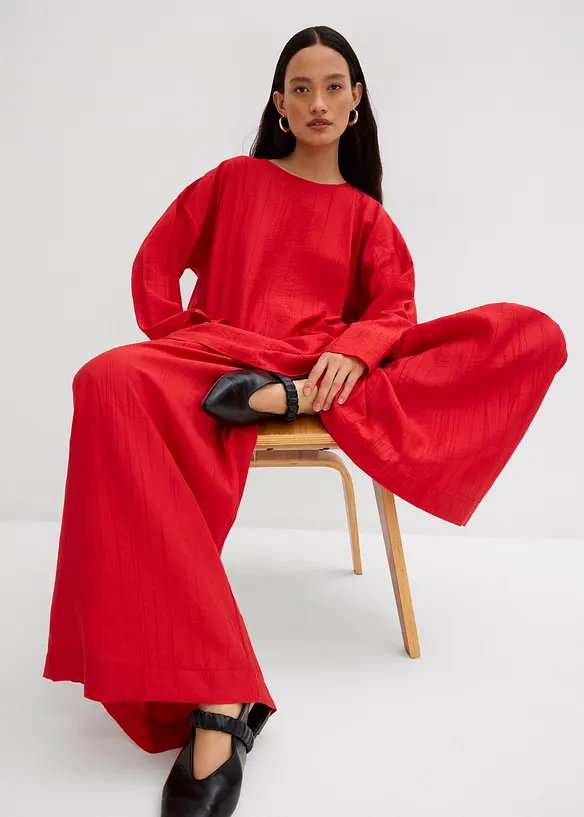 Oversized tuniek van een gestructureerde crinkle viscosemix, bonprix