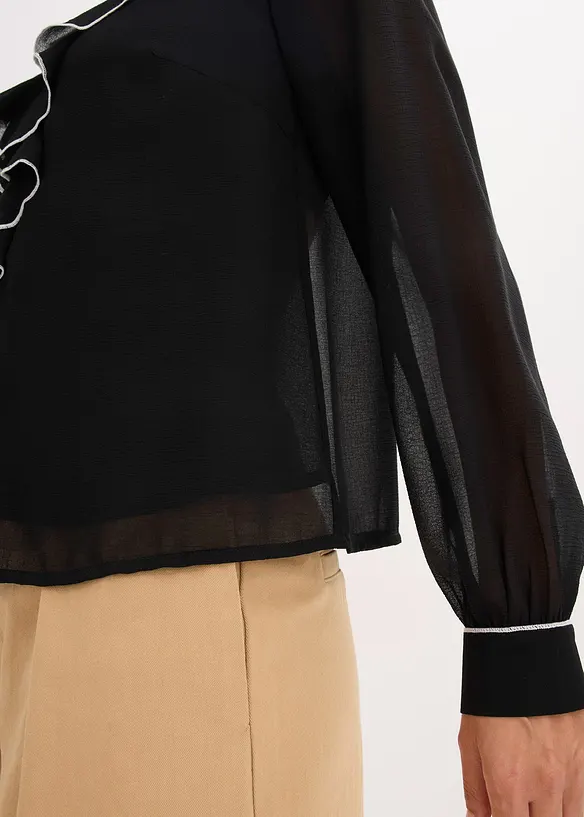 Chiffon blouse met volants, bonprix