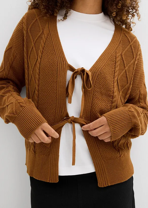 Gebreid vest met strikken, bonprix