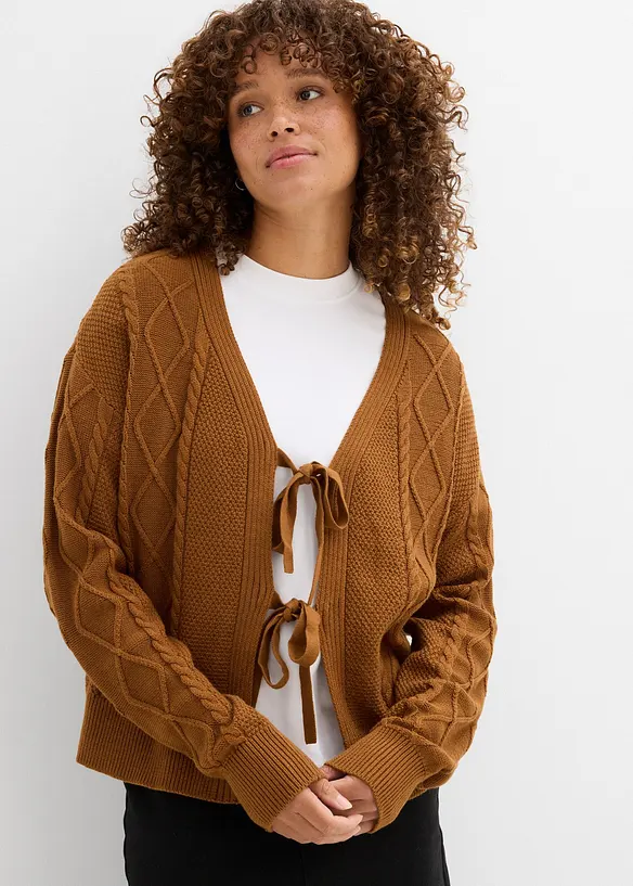 Gebreid vest met strikken, bonprix