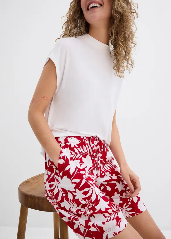 Wijde viscose short met high waist comfortband, bonprix