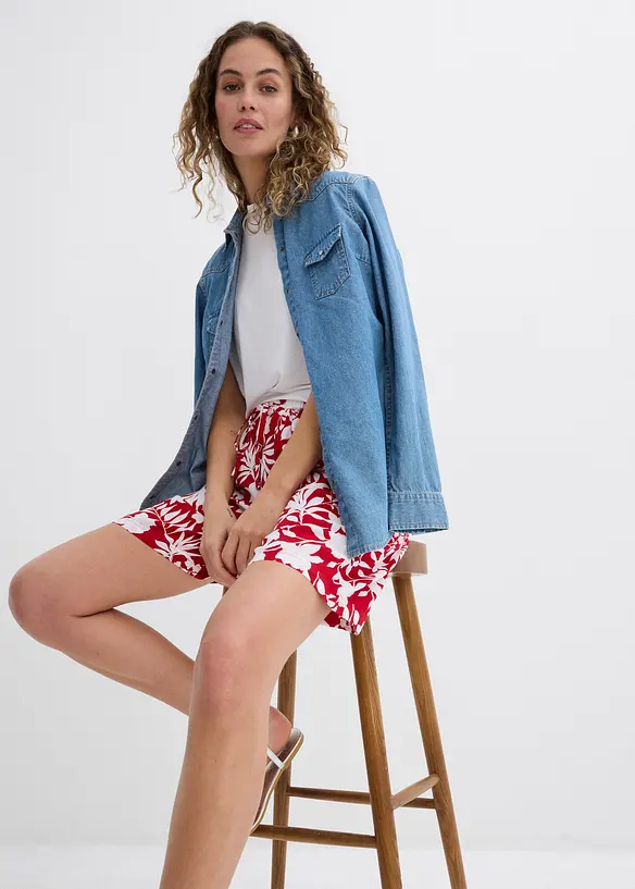 Wijde viscose short met high waist comfortband, bonprix