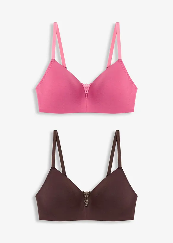 Voorgevormde bh zonder beugel met katoen (set van 2), bonprix
