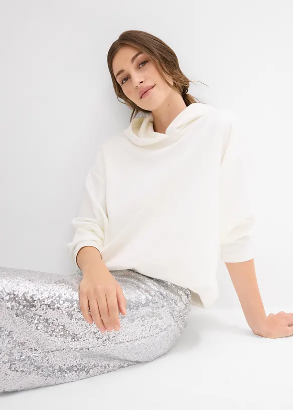 Hoodie van licht glanzende viscosemix, bonprix