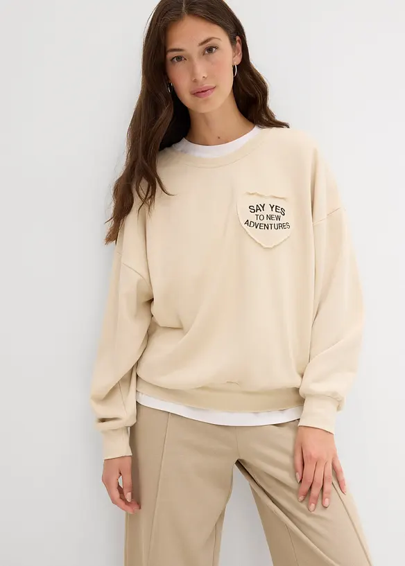 Oversized sweater in een zachte katoenmix, bonprix