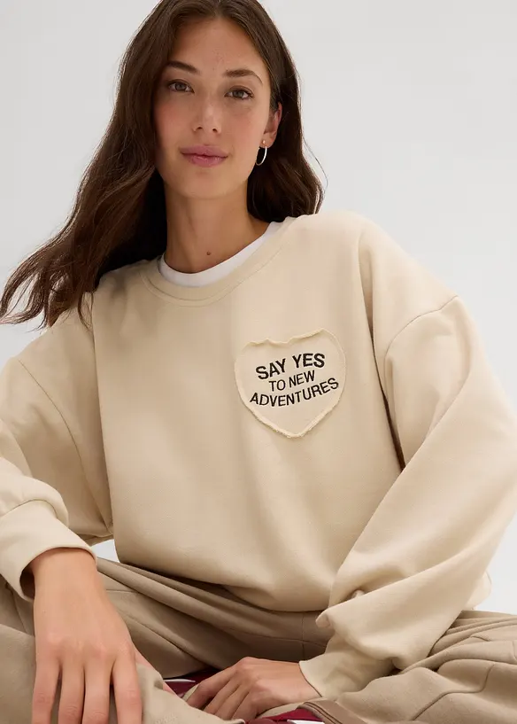 Oversized sweater in een zachte katoenmix, bonprix