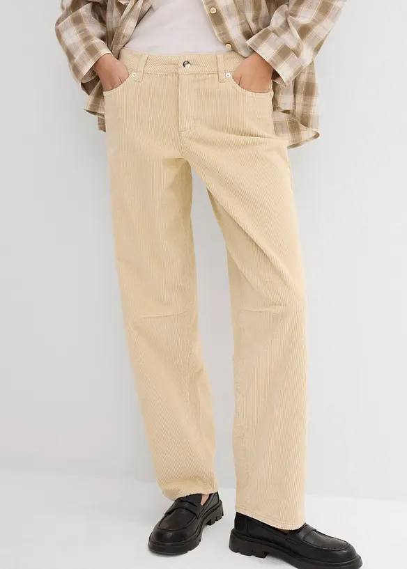 Corduroy barrel broek, mid waist, bonprix