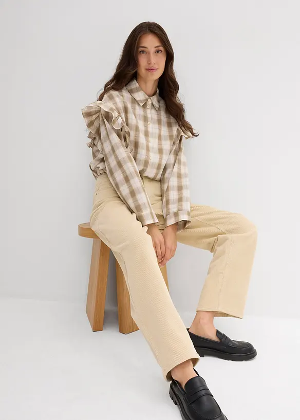 Corduroy barrel broek, mid waist, bonprix