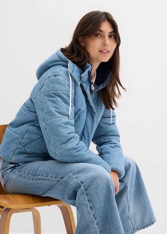 Gewatteerde jas van denim, bonprix